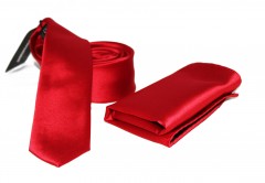    NM Satin Slim Krawatte Set - Rot Unifarbige Krawatten